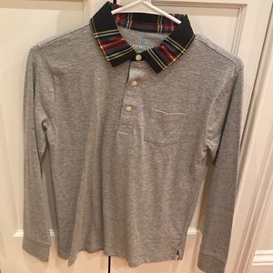 Boys crewcuts grey Christmas tartan collar shirt